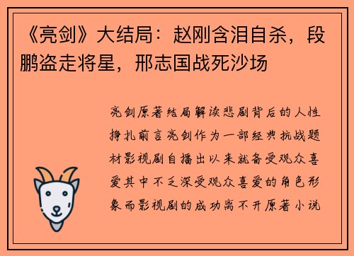 《亮剑》大结局：赵刚含泪自杀，段鹏盗走将星，邢志国战死沙场