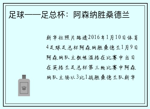 足球——足总杯：阿森纳胜桑德兰